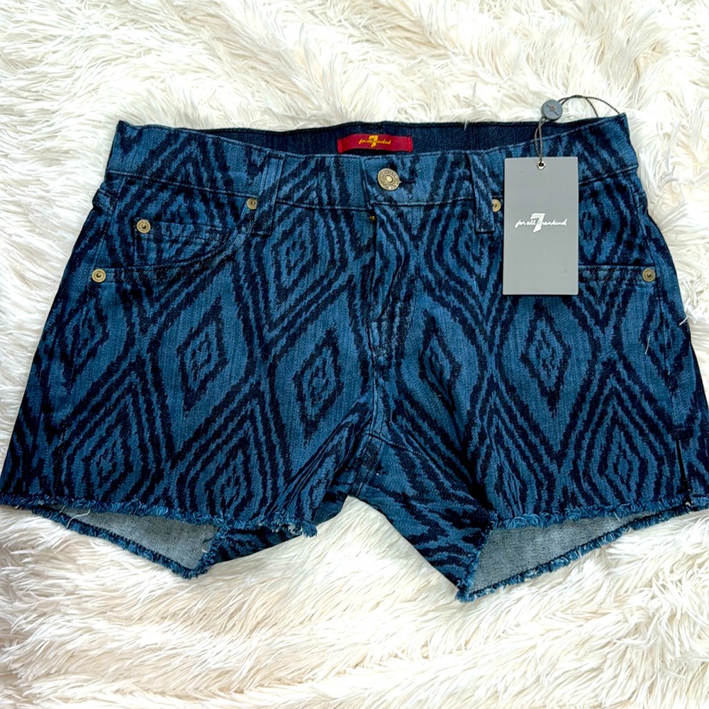 7 for All Mankind Ikat Print Denim Shorts 26
